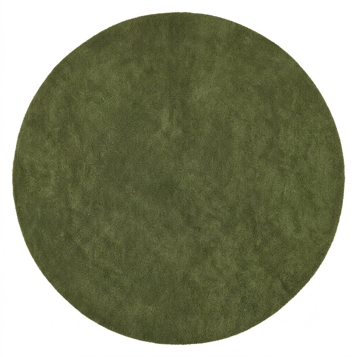 Olive Green Solid Round Hand-Tufted Wool Rug