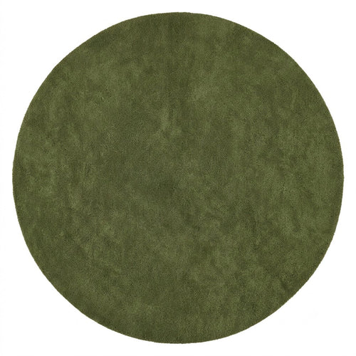Olive Green Solid Round Hand-Tufted Wool Rug