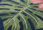 Navy Tropical Botanical Hand-Tufted Wool Rug