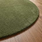 Olive Green Solid Round Hand-Tufted Wool Rug