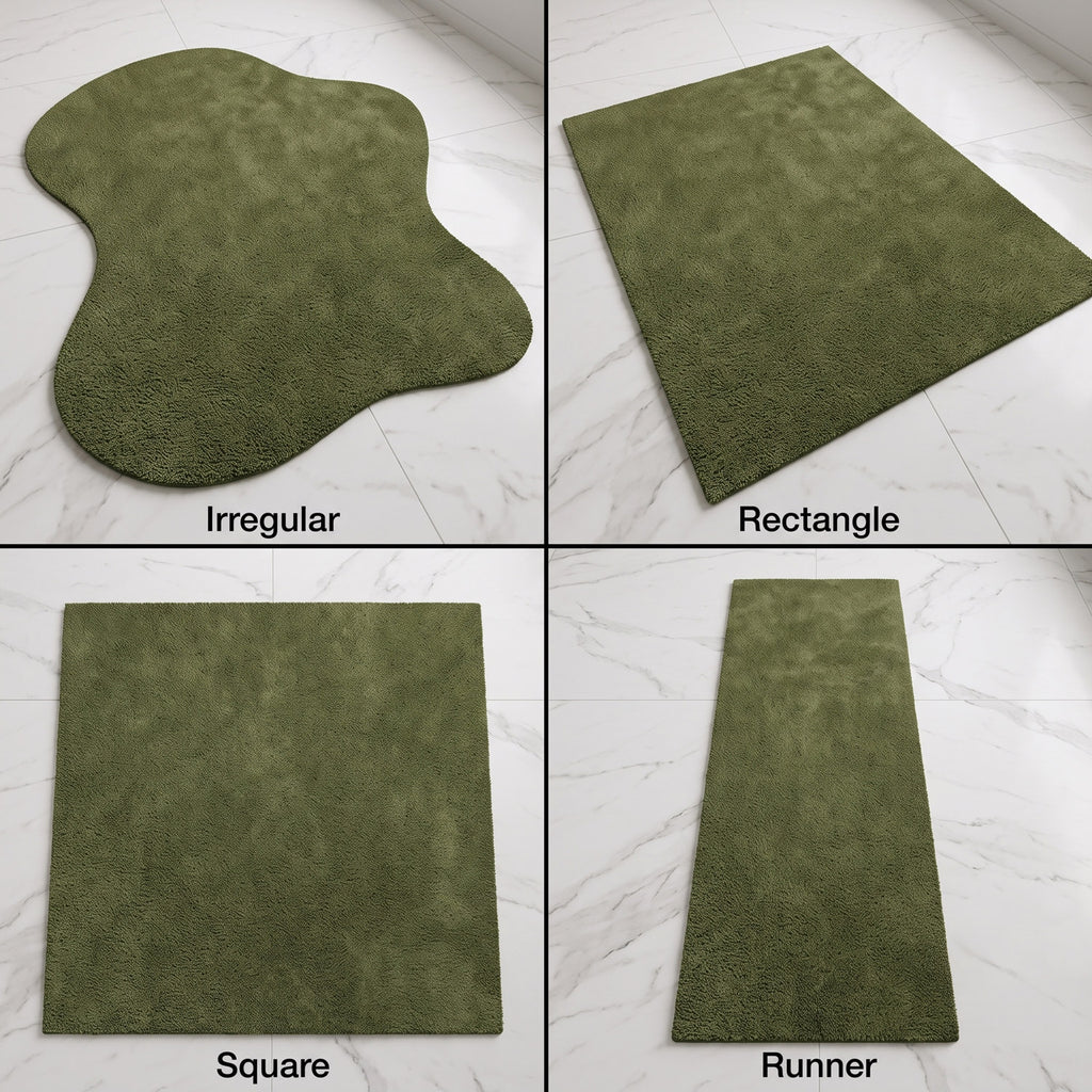 Olive Green Solid Round Hand-Tufted Wool Rug